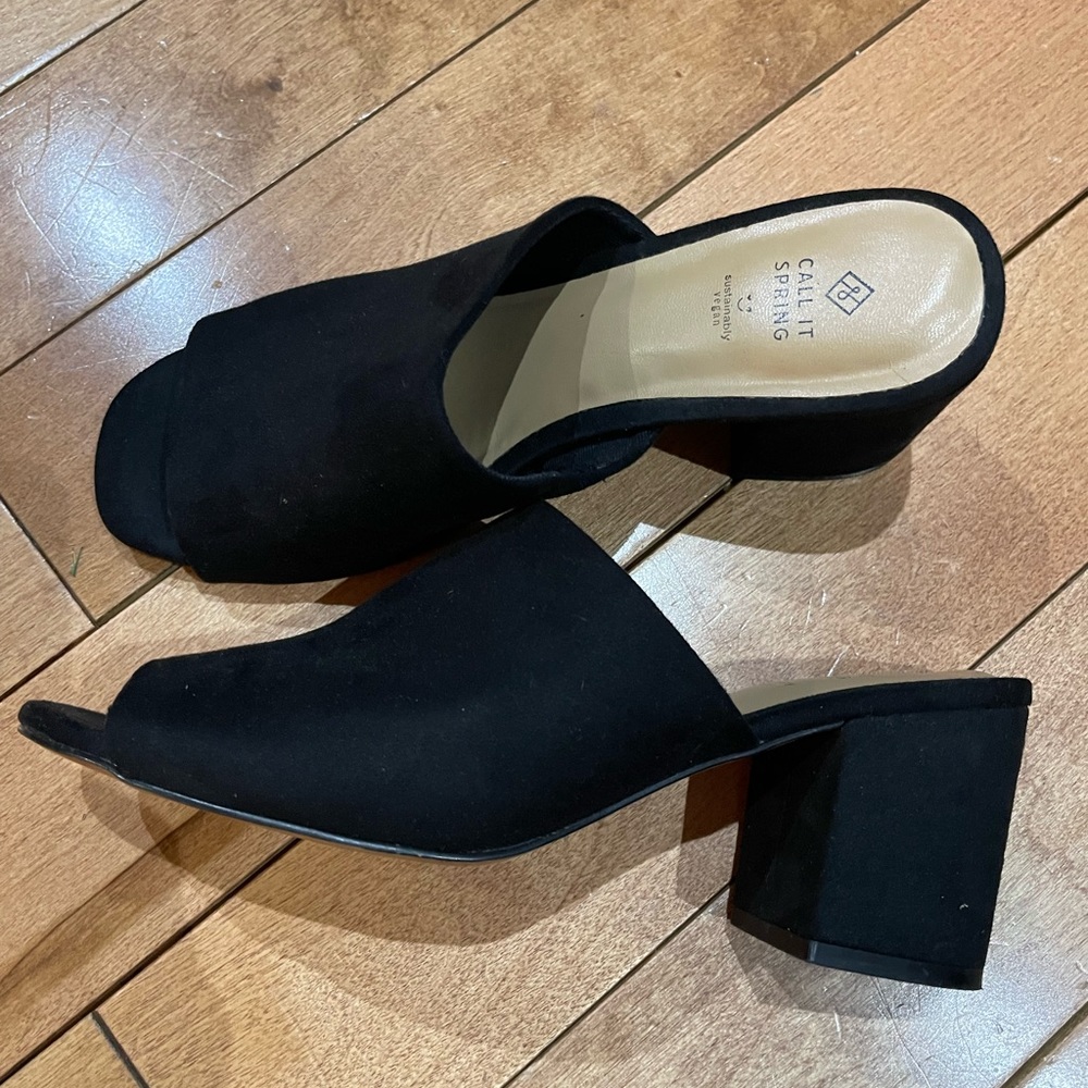 Call it Spring Black Mules/ Heel Slides